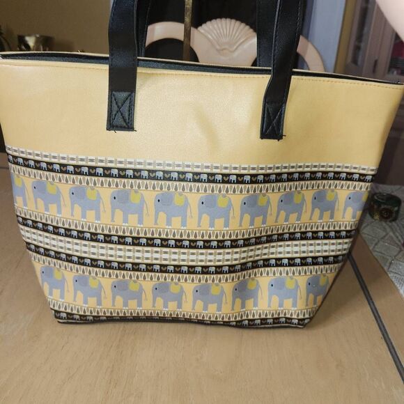 Styco gold and gray elephant tote - Picture 2 of 5